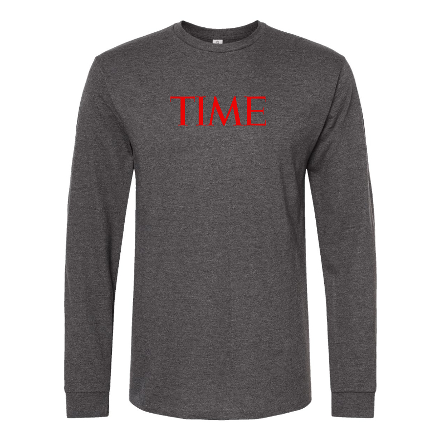 Men's Time Logo Cotton Long Sleeve T-Shirt
