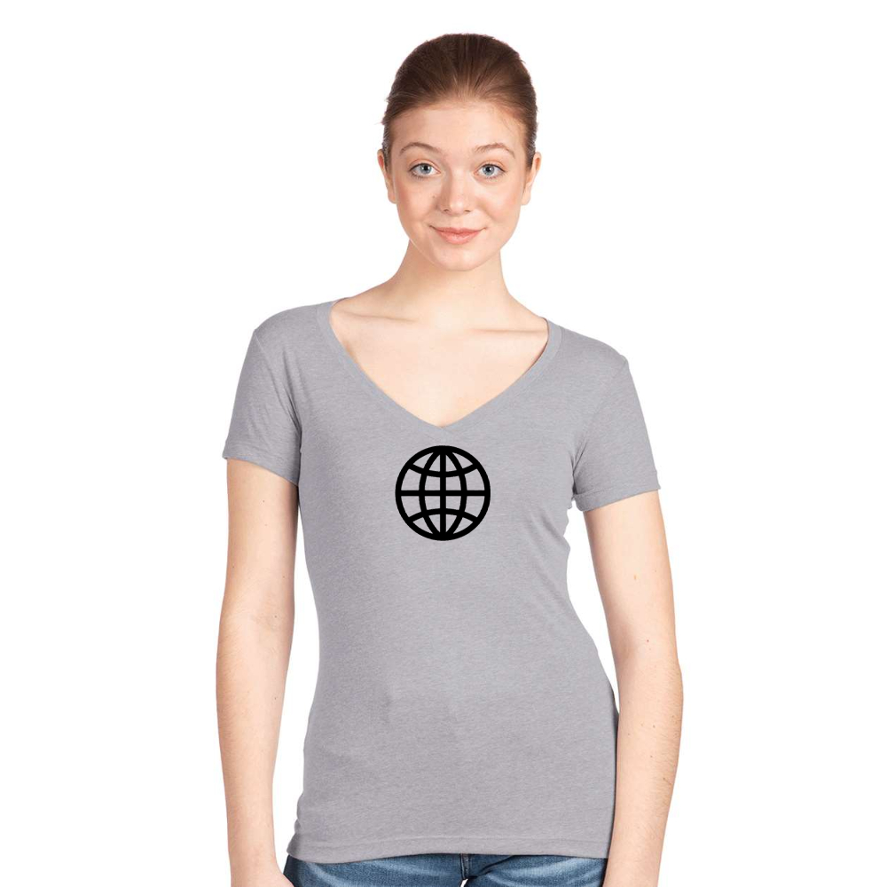 Women's Internet Globe  Next Level V-Neck T-Shirt