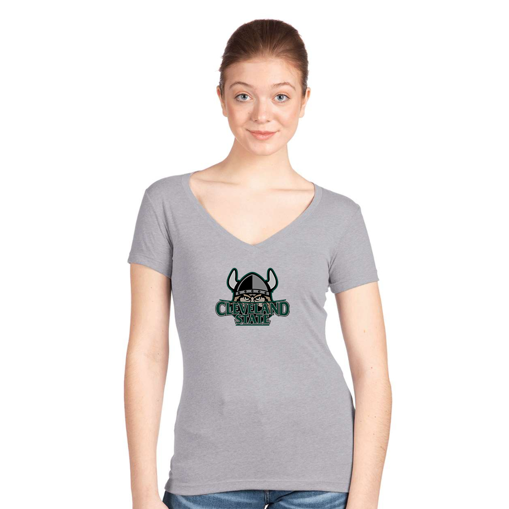 Women's  Cleveland State Vikings    Next Level V-Neck T-Shirt