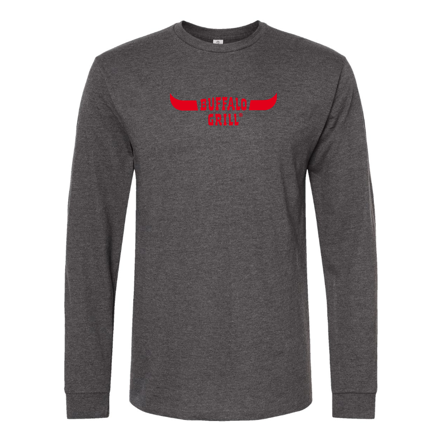 Men's Buffalo Grill Logo Cotton Long Sleeve T-Shirt