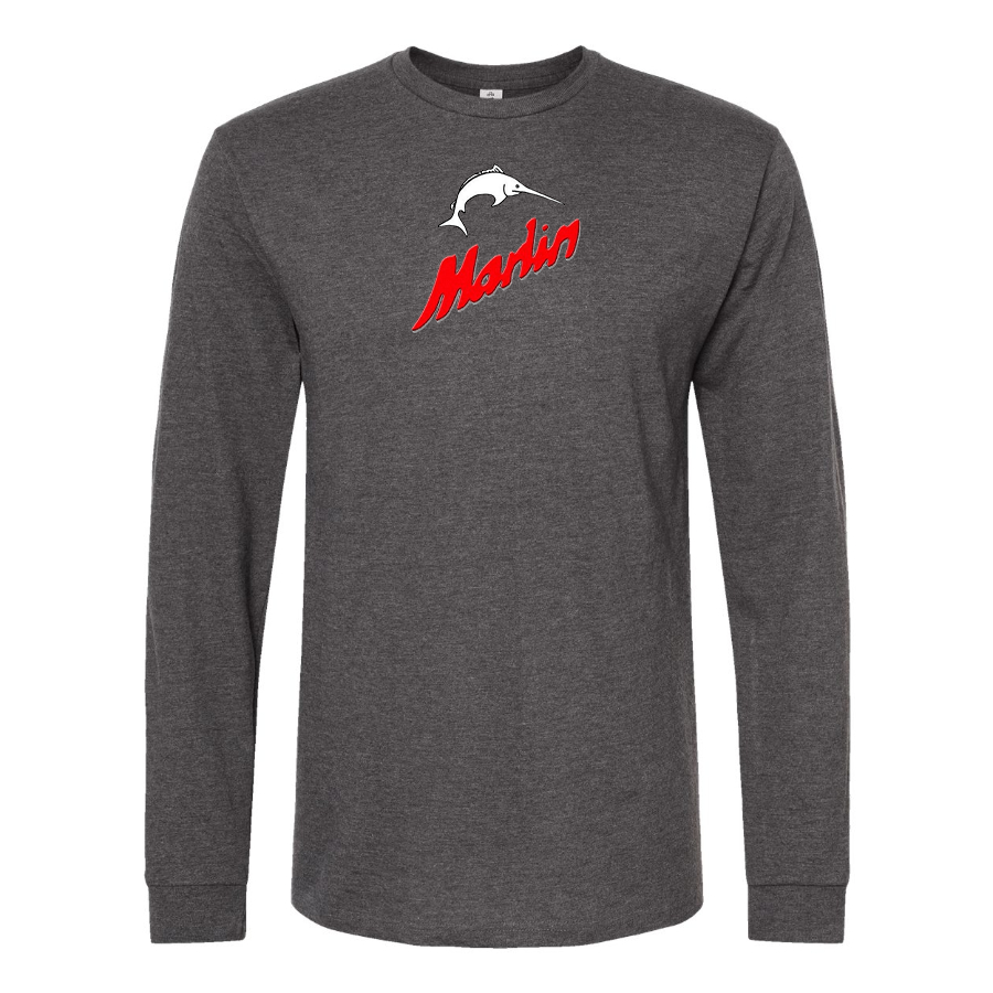 Men's Marlin Logo Cotton Long Sleeve T-Shirt