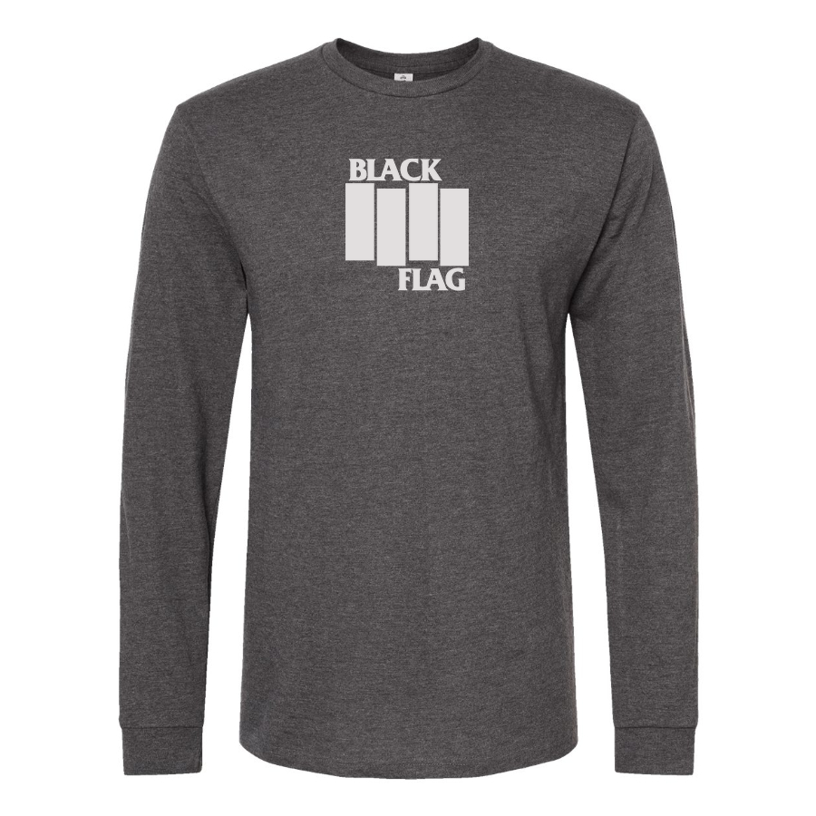 Men's Black Flag Logo Cotton Long Sleeve T-Shirt