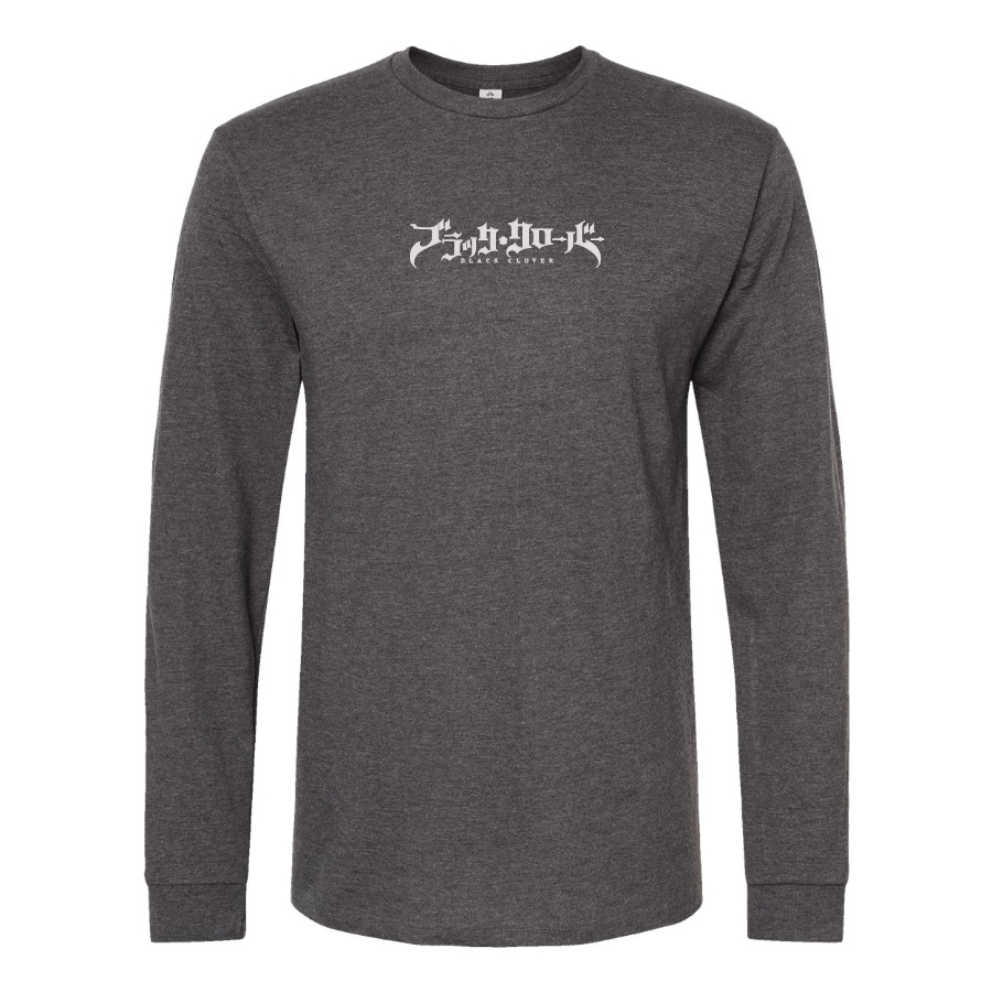 Men's Black Clover Logo Cotton Long Sleeve T-Shirt