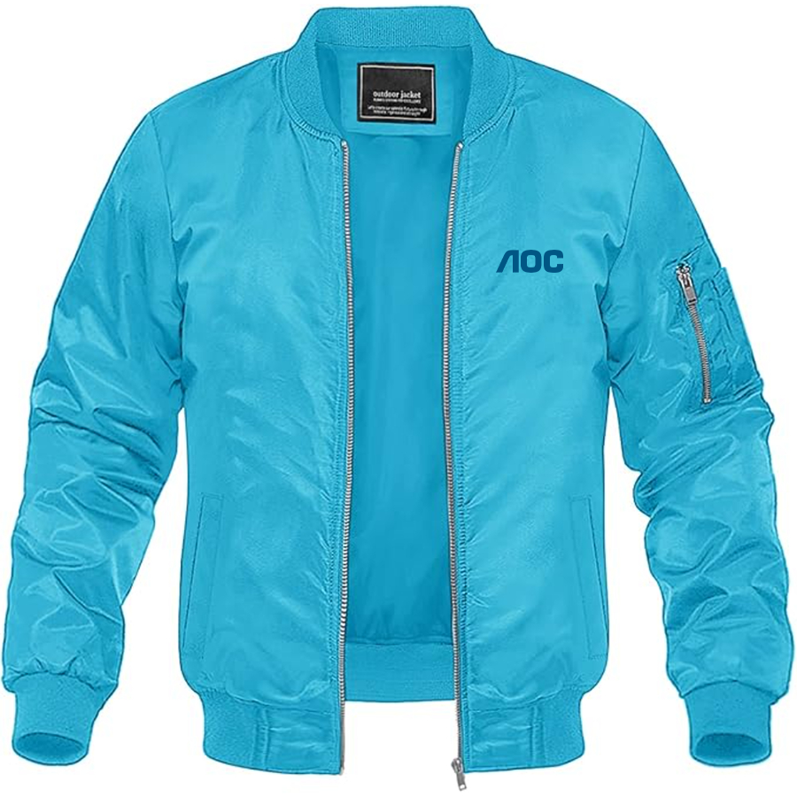 Men's AOC Logo Lightweight Bomber Jacket Windbreaker Softshell Varsity Jacket Coat