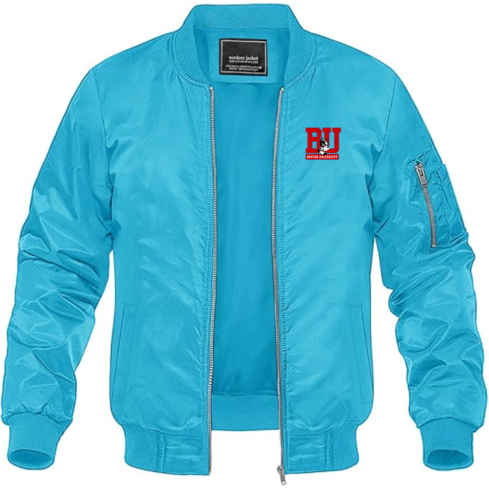 Men's Boston University Terriers Lightweight Bomber Jacket Windbreaker Softshell Varsity Jacket Coat