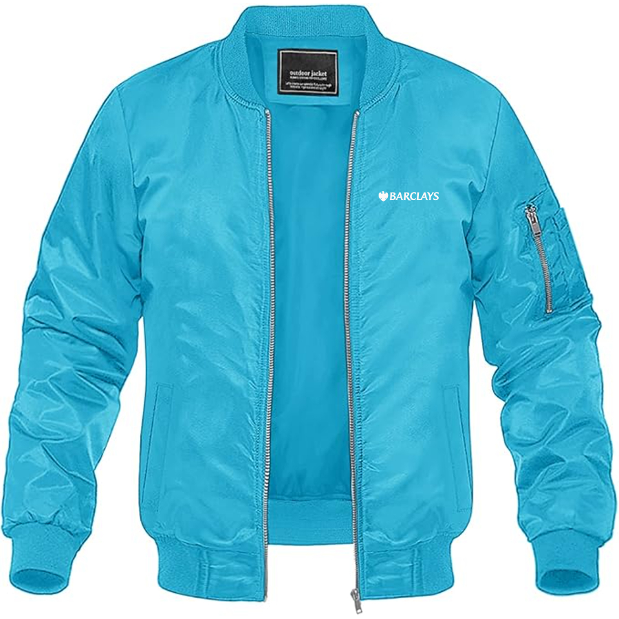 Men's Barclays Logo Lightweight Bomber Jacket Windbreaker Softshell Varsity Jacket Coat