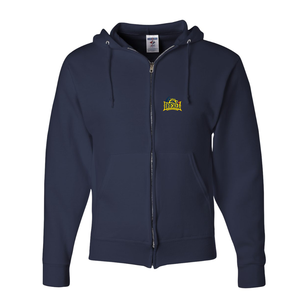 Men's Drexel Dragons JERZEES NuBlend Full-Zip Hooded Sweatshirt