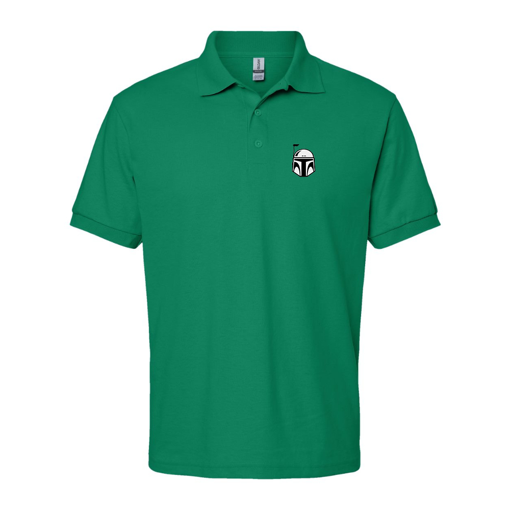 Men's Star Wars Boba Fett Helmet Dry Blend Jersey Polo