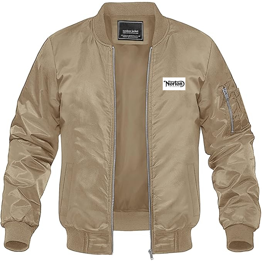 Men's Norton Logo Lightweight Bomber Jacket Windbreaker Softshell Varsity Jacket Coat