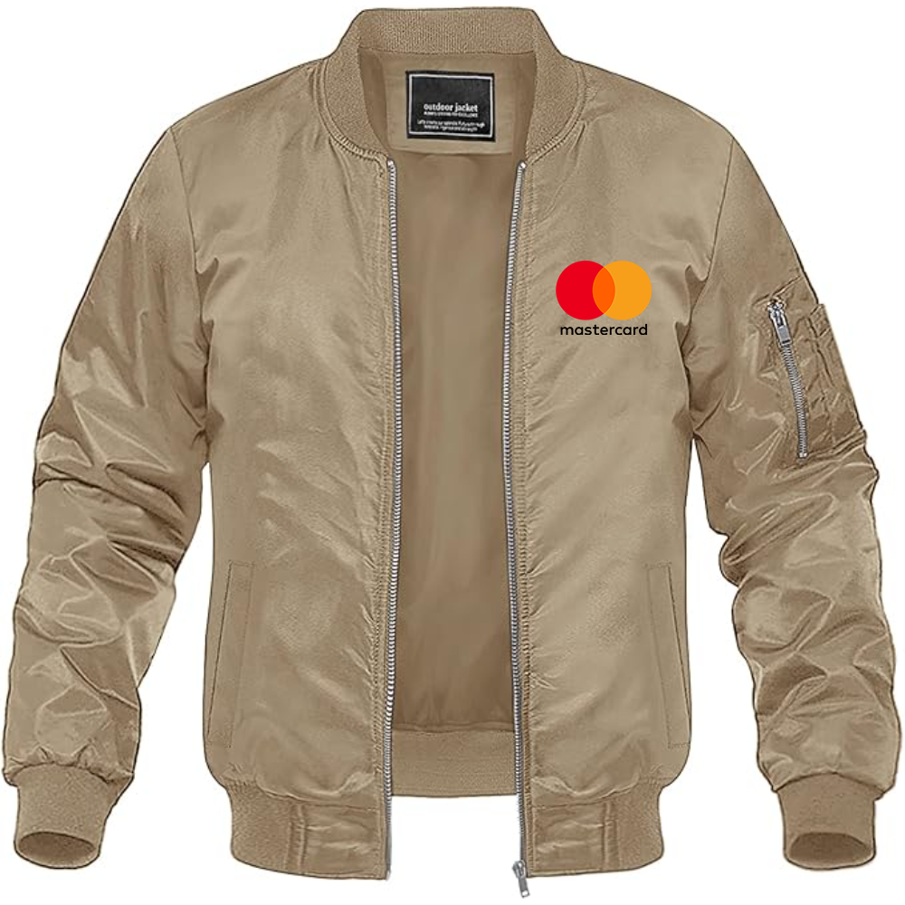 Men's  Mastercard Logo Lightweight Bomber Jacket Windbreaker Softshell Varsity Jacket Coat