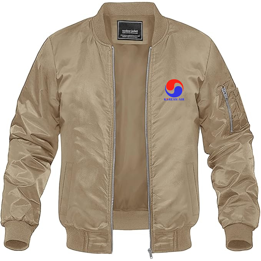 Men's  Korean Air Logo Lightweight Bomber Jacket Windbreaker Softshell Varsity Jacket Coat