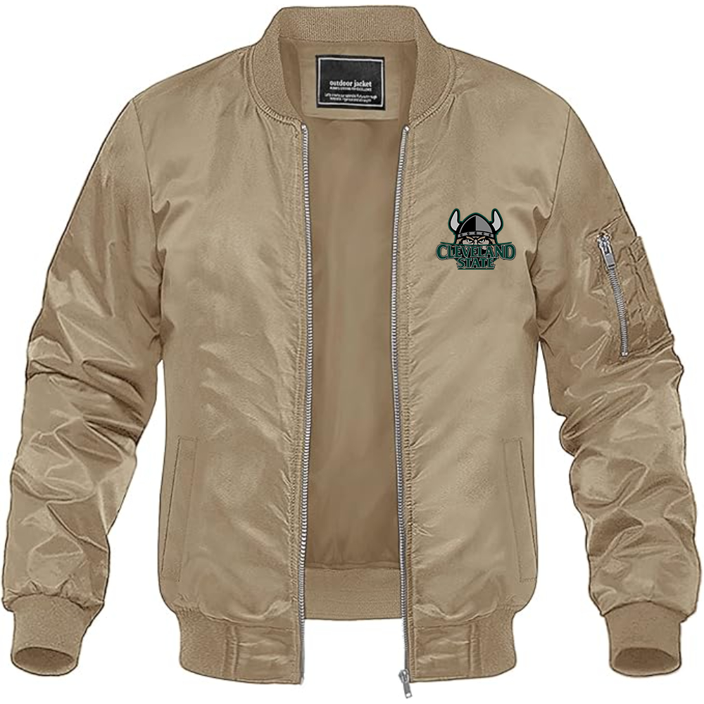 Men's Cleveland State Vikings  Lightweight Bomber Jacket Windbreaker Softshell Varsity Jacket Coat