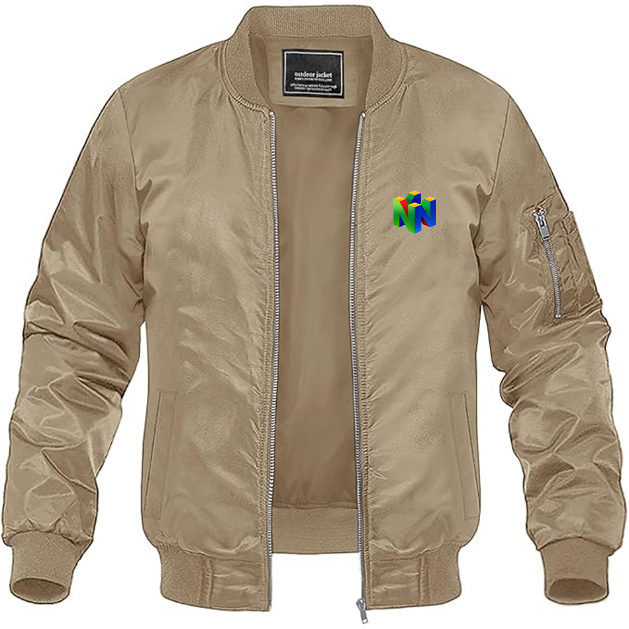 Men's Nintendo N64   Logo Lightweight Bomber Jacket Windbreaker Softshell Varsity Jacket Coat