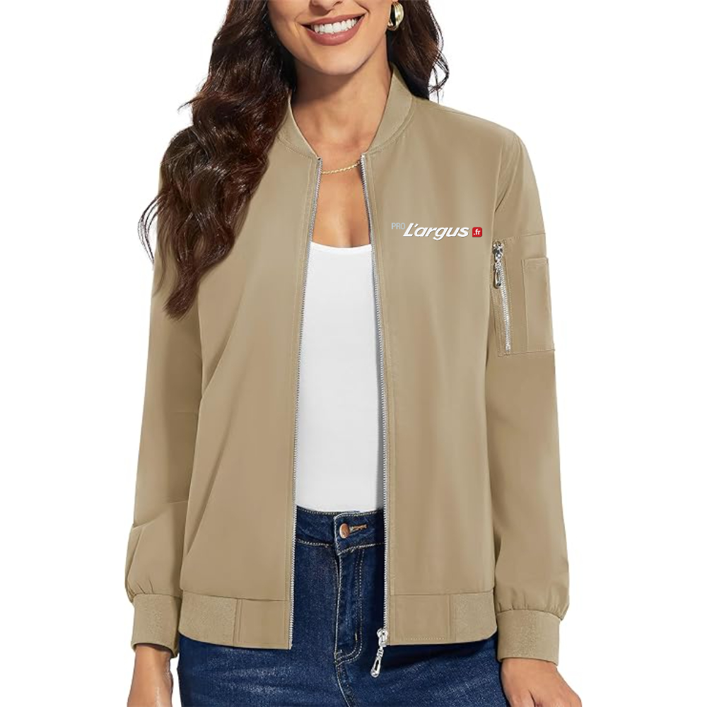 Women's  Pro Largus Premium Bomber Jacket with Polished Detailing and Functional Sleeve Pocket Modern Luxury Outerwear