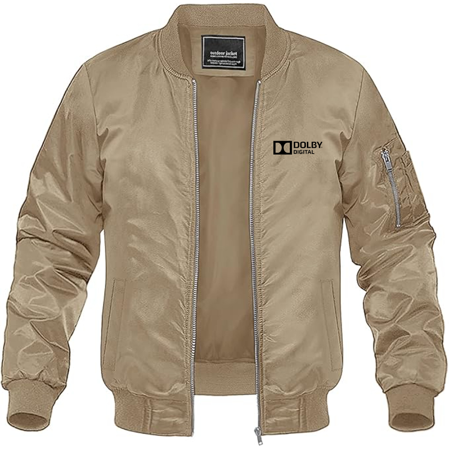 Men's Dolby Digital  Logo Lightweight Bomber Jacket Windbreaker Softshell Varsity Jacket Coat