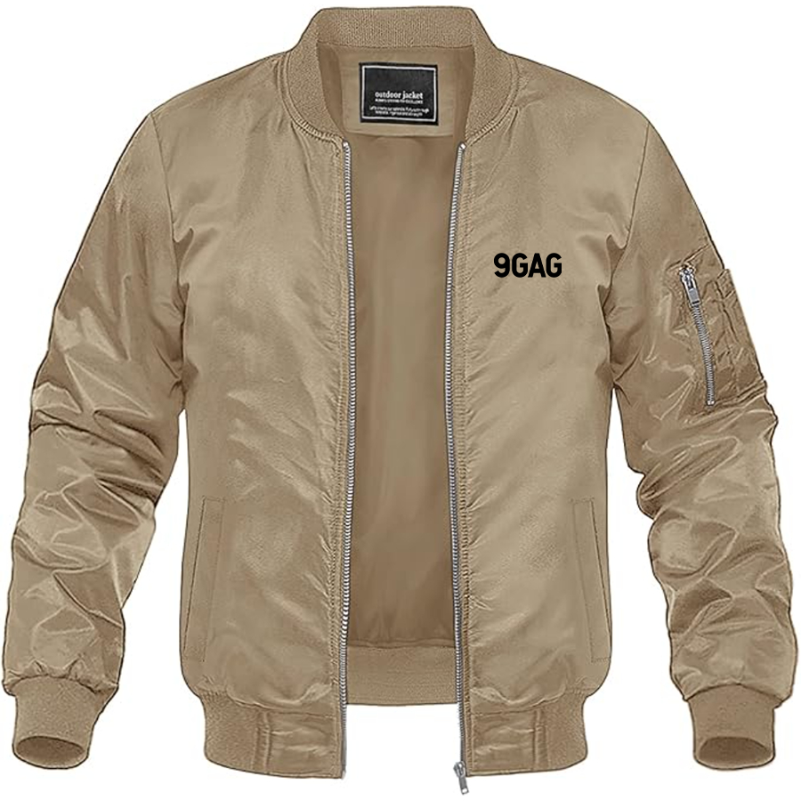 Men's 9gag Logo Lightweight Bomber Jacket Windbreaker Softshell Varsity Jacket Coat