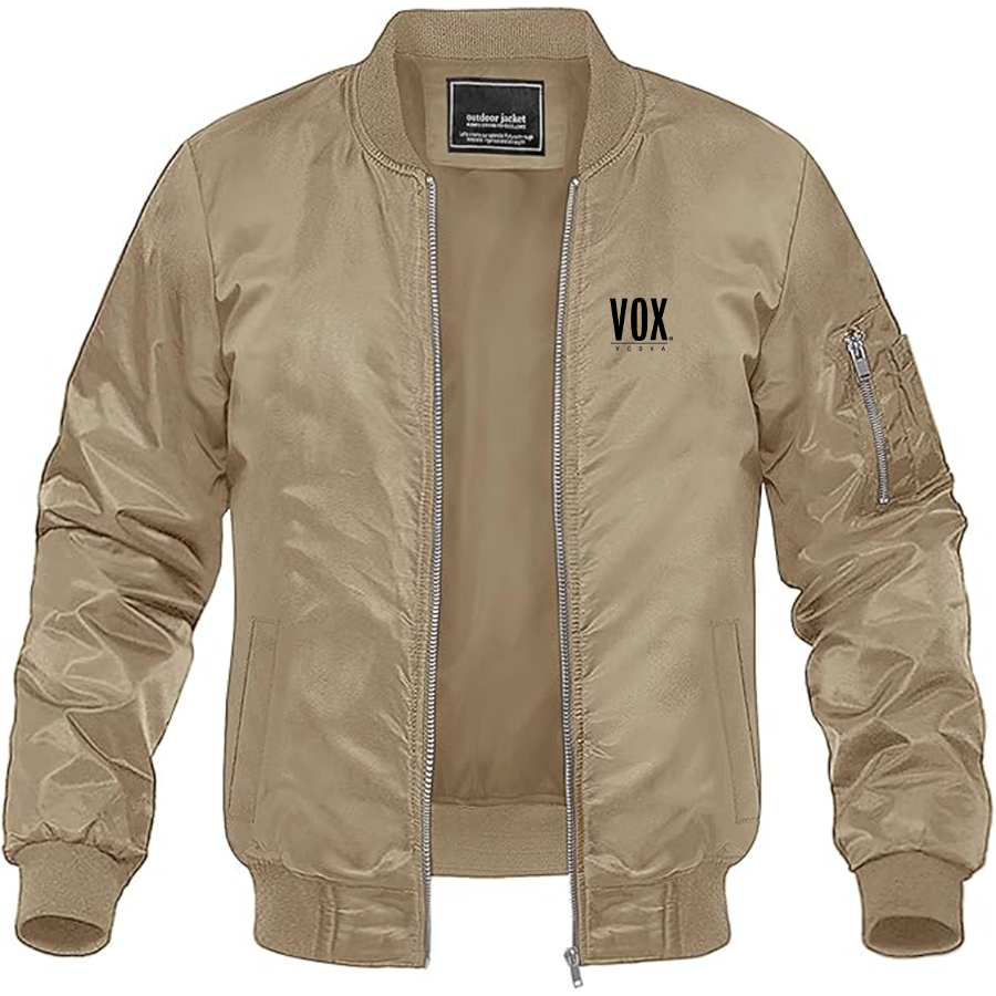 Men's Vox Logo Lightweight Bomber Jacket Windbreaker Softshell Varsity Jacket Coat