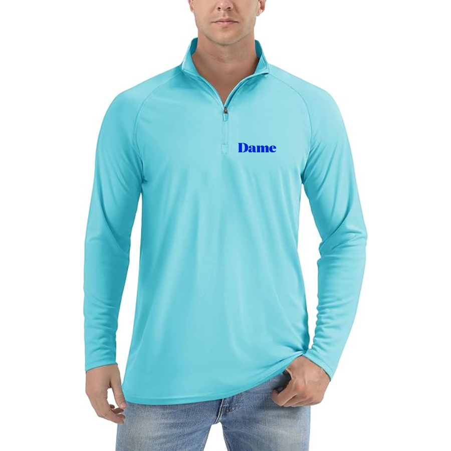 Men's   Dame Products  Lightweight Quarter-Zip Athletic Shirt Long Sleeve Performance Wear