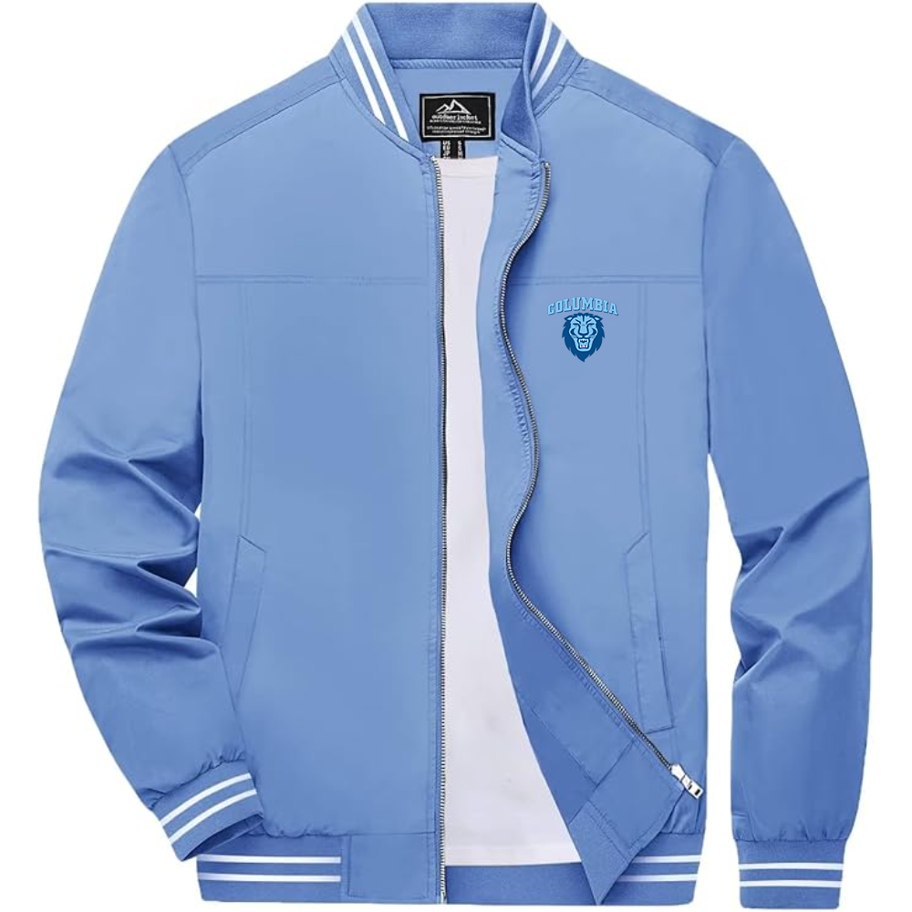 Men's Columbia Lions Lightweight Zip-Up Bomber Jacket with Ribbed Collar and Cuffs Versatile Casual Outerwear