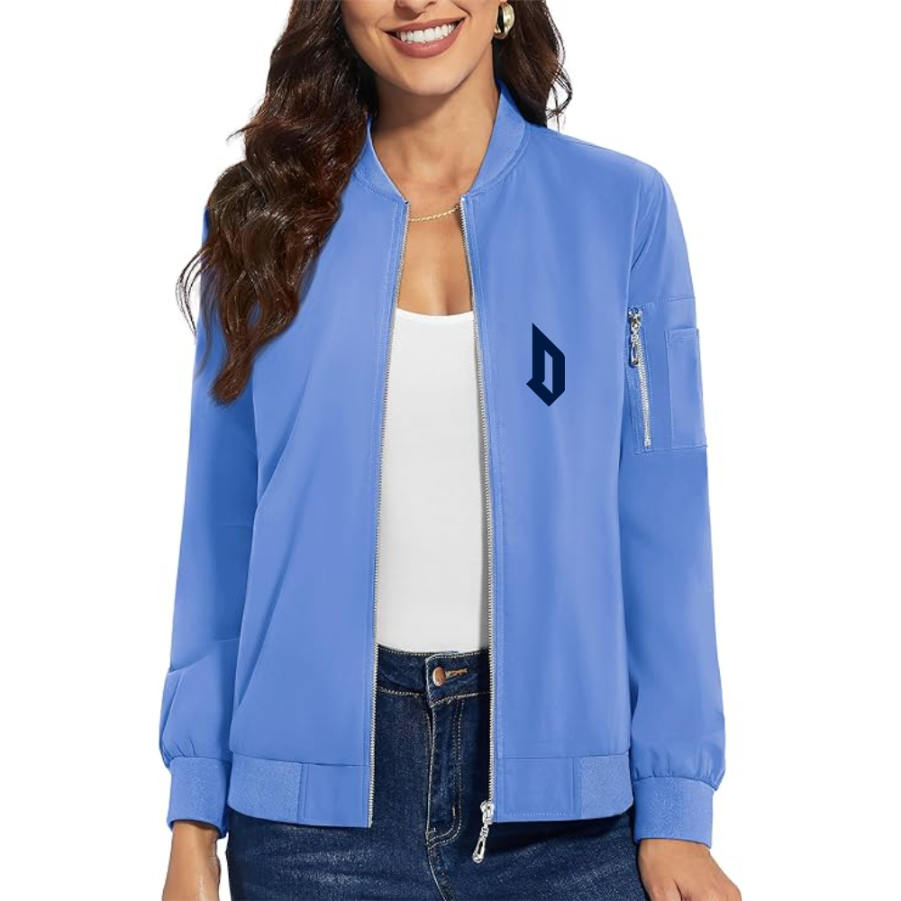 Women's   Duquesne Dukes Premium Bomber Jacket with Polished Detailing and Functional Sleeve Pocket Modern Luxury Outerwear