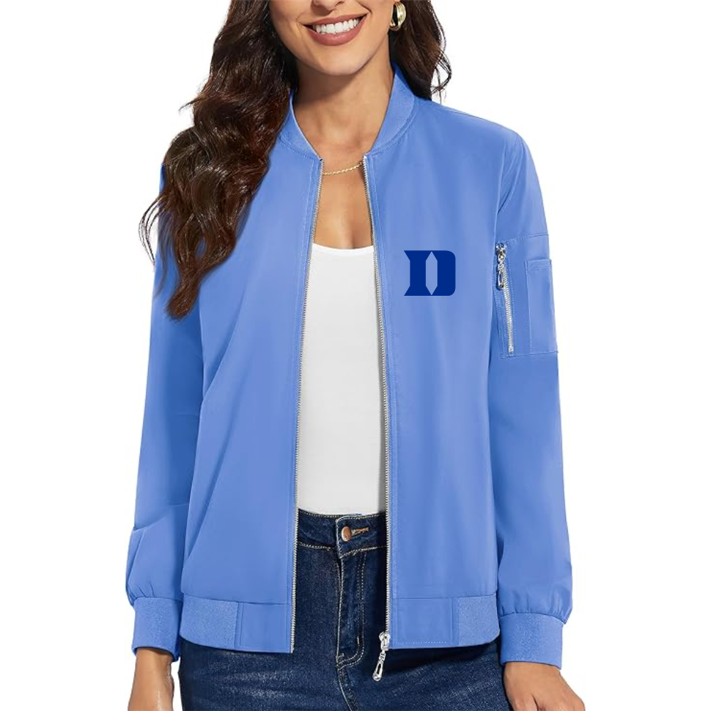 Women's   Duke Blue Devils Premium Bomber Jacket with Polished Detailing and Functional Sleeve Pocket Modern Luxury Outerwear