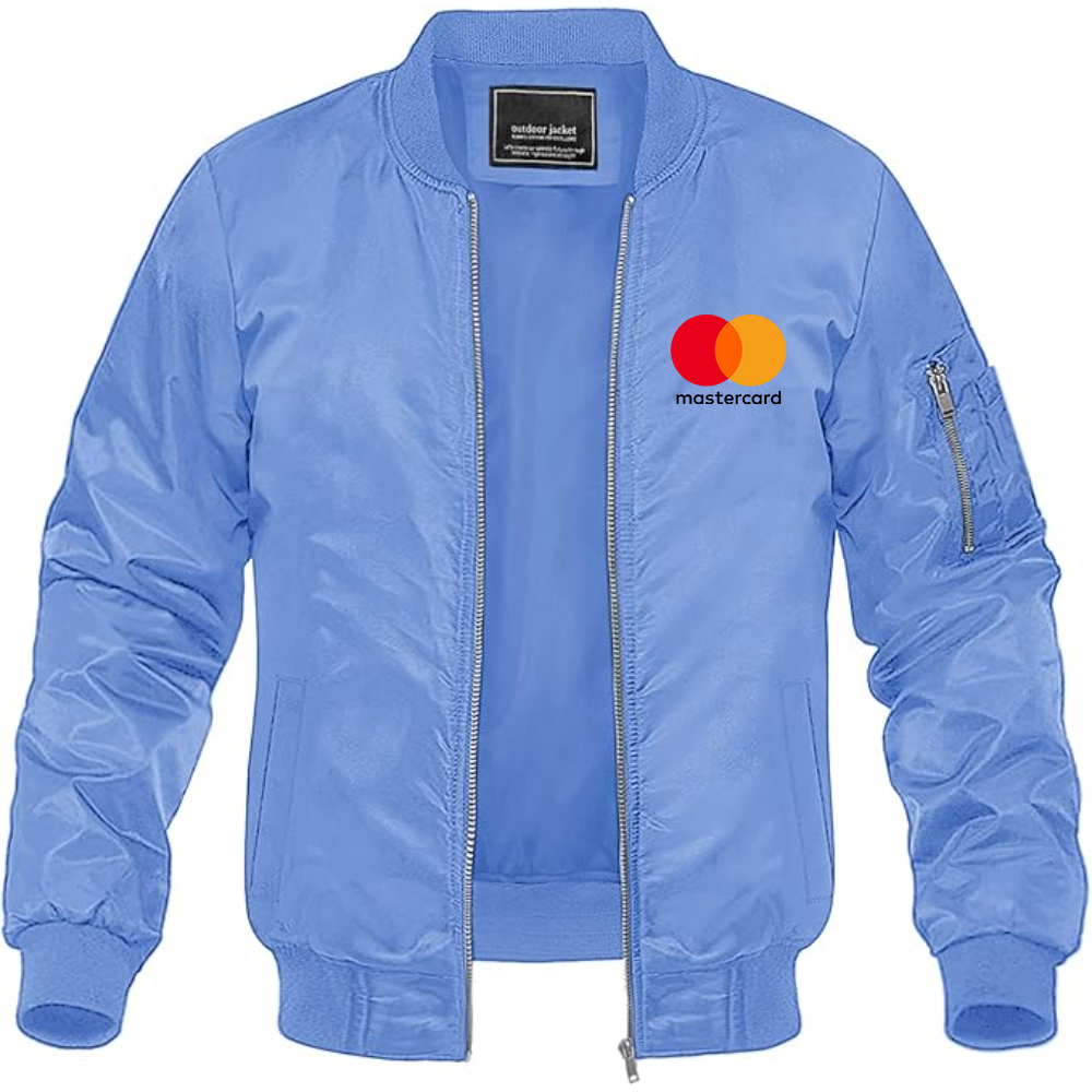 Men's  Mastercard Logo Lightweight Bomber Jacket Windbreaker Softshell Varsity Jacket Coat