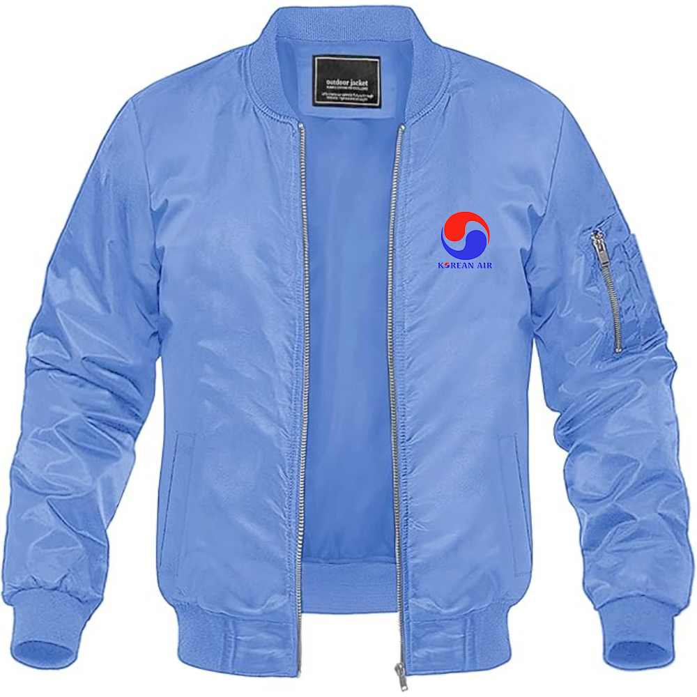 Men's  Korean Air Logo Lightweight Bomber Jacket Windbreaker Softshell Varsity Jacket Coat