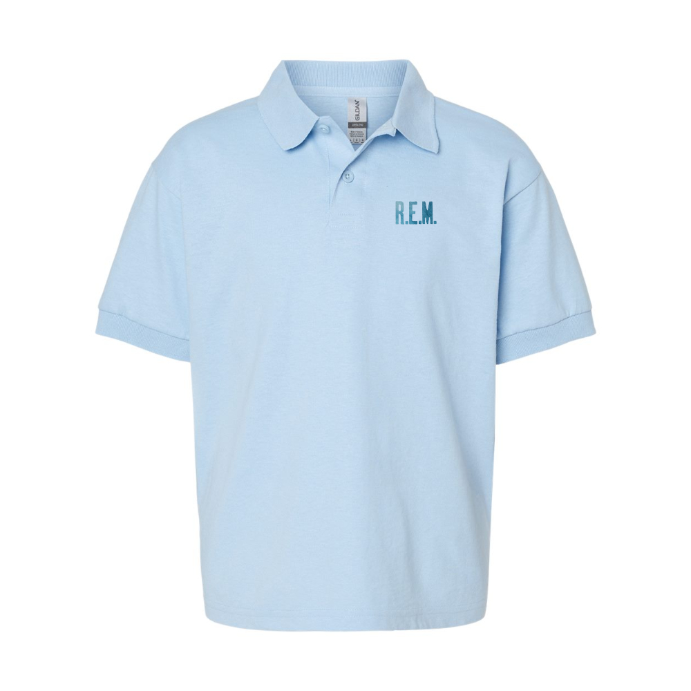 Youth R.E.M. Blue  Gildan Dry Blend Jersey Polo