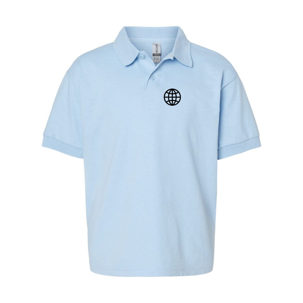 Youth Internet Globe Gildan Dry Blend Jersey Polo