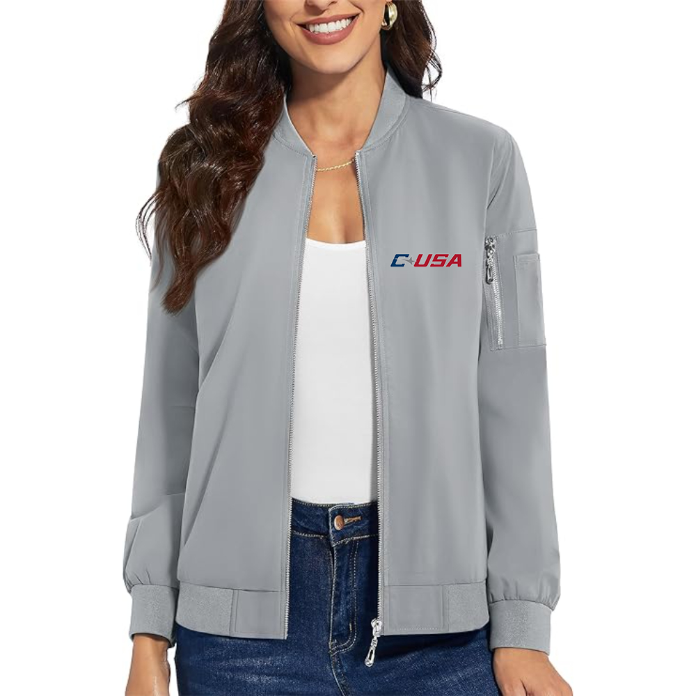 Women's  Conference USAl  Premium Bomber Jacket with Polished Detailing and Functional Sleeve Pocket Modern Luxury Outerwear
