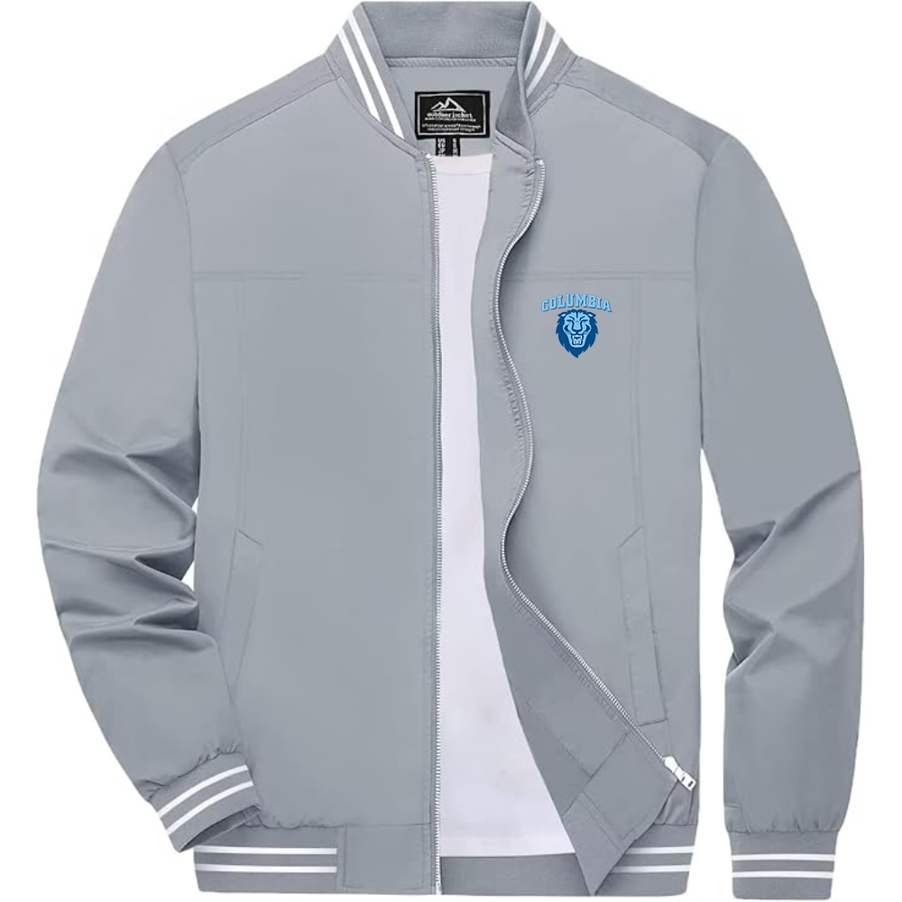 Men's Columbia Lions Lightweight Zip-Up Bomber Jacket with Ribbed Collar and Cuffs Versatile Casual Outerwear