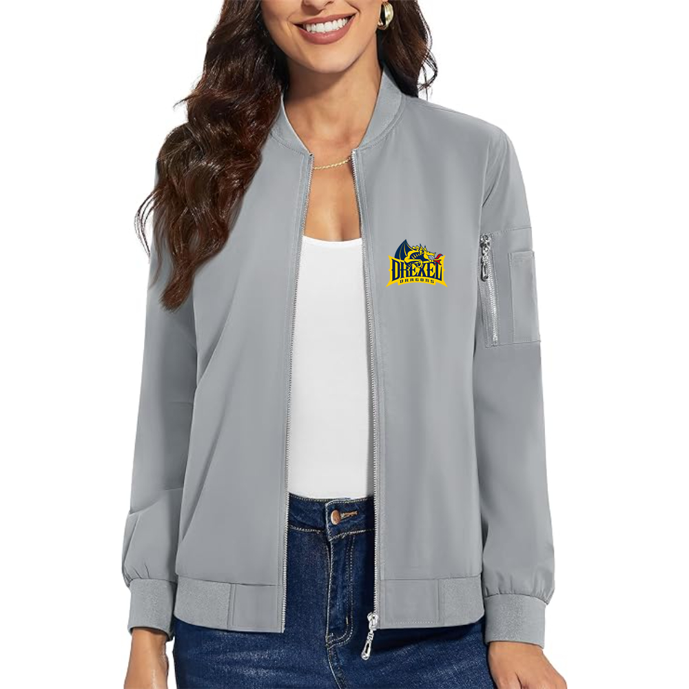 Women's  Drexel Dragons Premium Bomber Jacket with Polished Detailing and Functional Sleeve Pocket Modern Luxury Outerwear