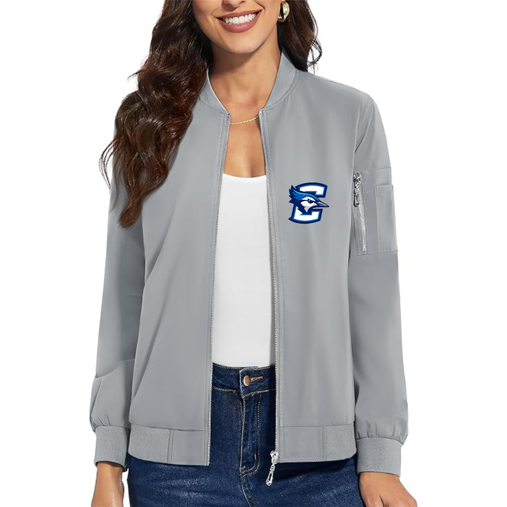 Women's  Creighton Bluejays   Premium Bomber Jacket with Polished Detailing and Functional Sleeve Pocket Modern Luxury Outerwear