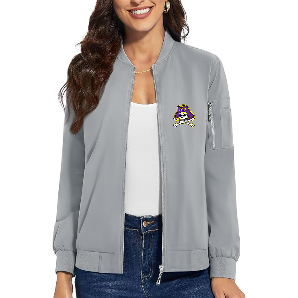 Women's East Carolina Pirates Premium Bomber Jacket with Polished Detailing and Functional Sleeve Pocket Modern Luxury Outerwear