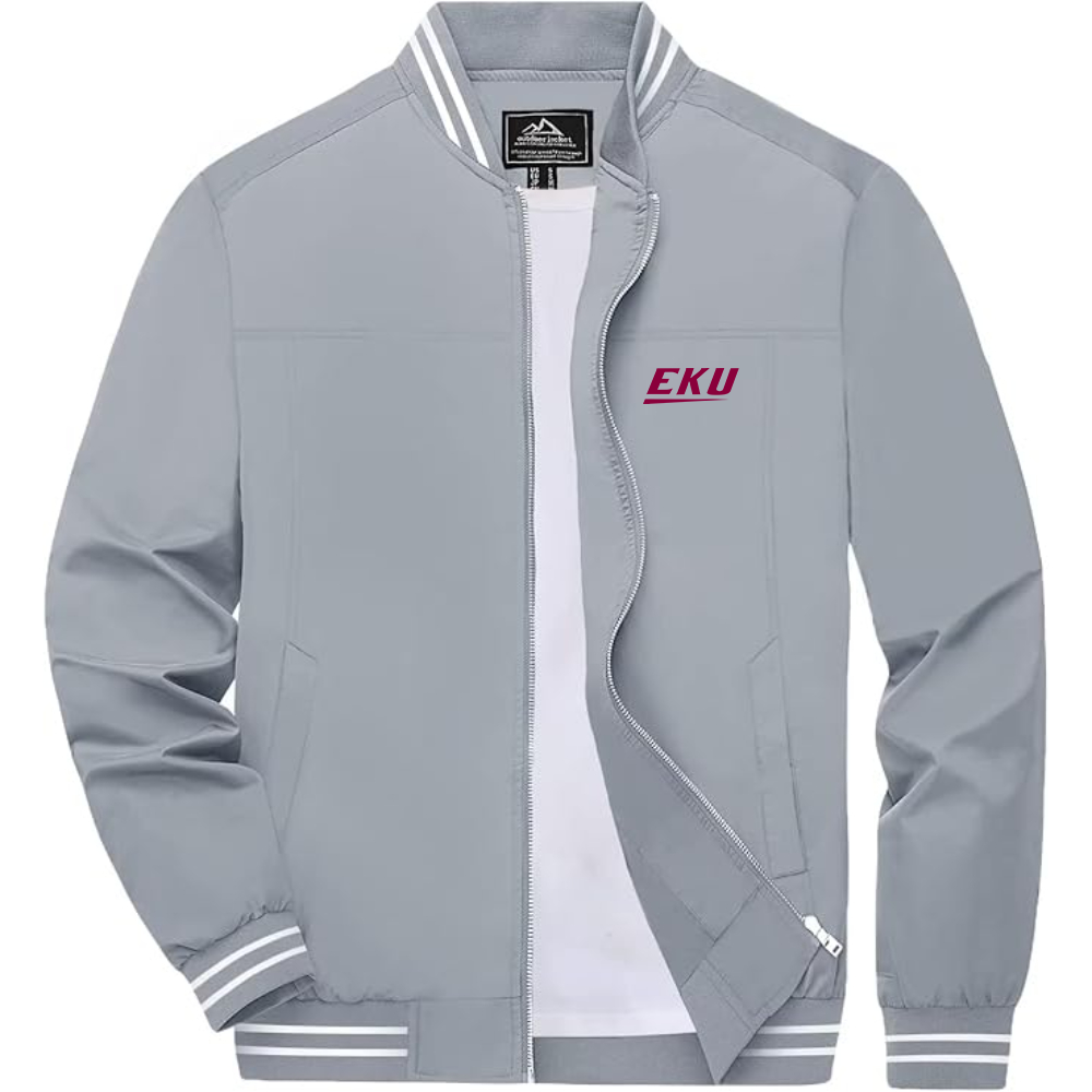 Men's Eastern Kentucky Colonels  Lightweight Zip-Up Bomber Jacket with Ribbed Collar and Cuffs Versatile Casual Outerwear