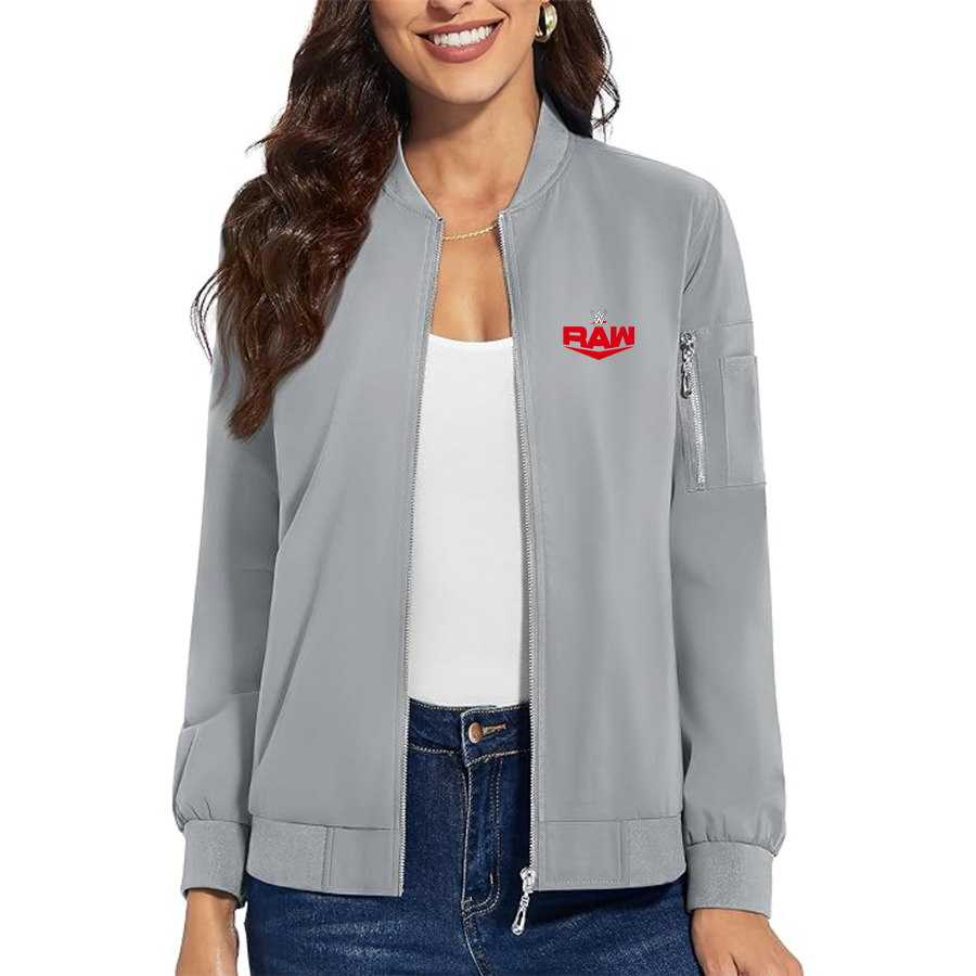 Women's  WWE Raw  Premium Bomber Jacket with Polished Detailing and Functional Sleeve Pocket Modern Luxury Outerwear