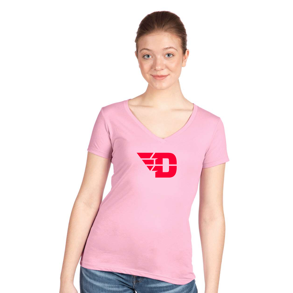 Women's Dayton Flyers  Next Level V-Neck T-Shirt