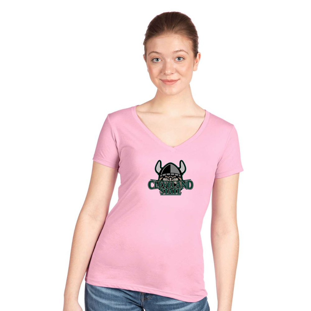 Women's  Cleveland State Vikings    Next Level V-Neck T-Shirt