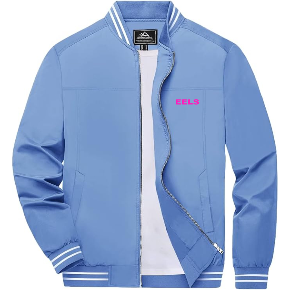 Men's Eels Lightweight Zip-Up Bomber Jacket with Ribbed Collar and Cuffs Versatile Casual Outerwear