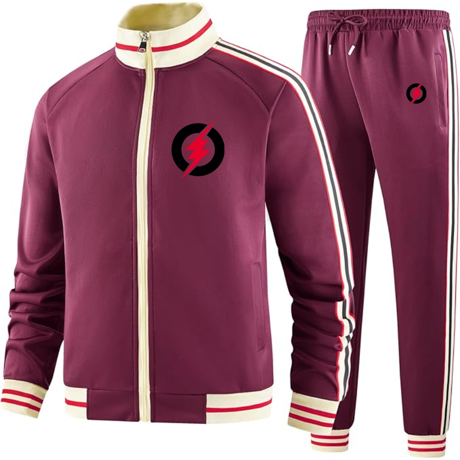 Men's Rayovac Lightning Two Piece Designer Tracksuit with Bold Striped Accents and Zippered Front Elevated Athletic