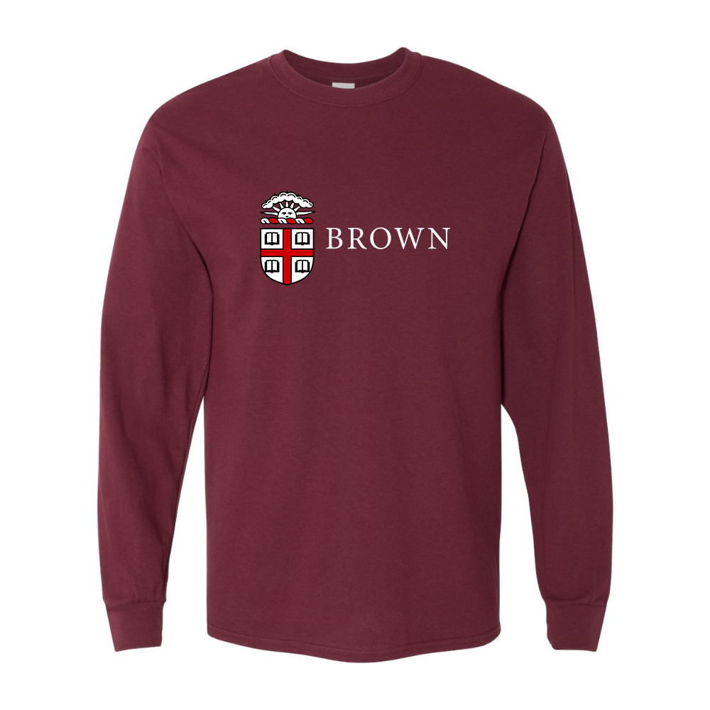 Men's Brown University Gildan Heavy Cotton Long Sleeve T-Shirt