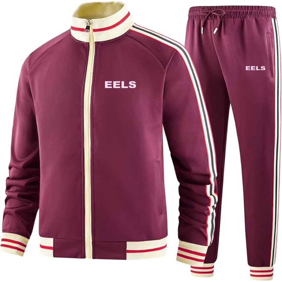 Men's Eels Two Piece Designer Tracksuit with Bold Striped Accents and Zippered Front Elevated Athletic