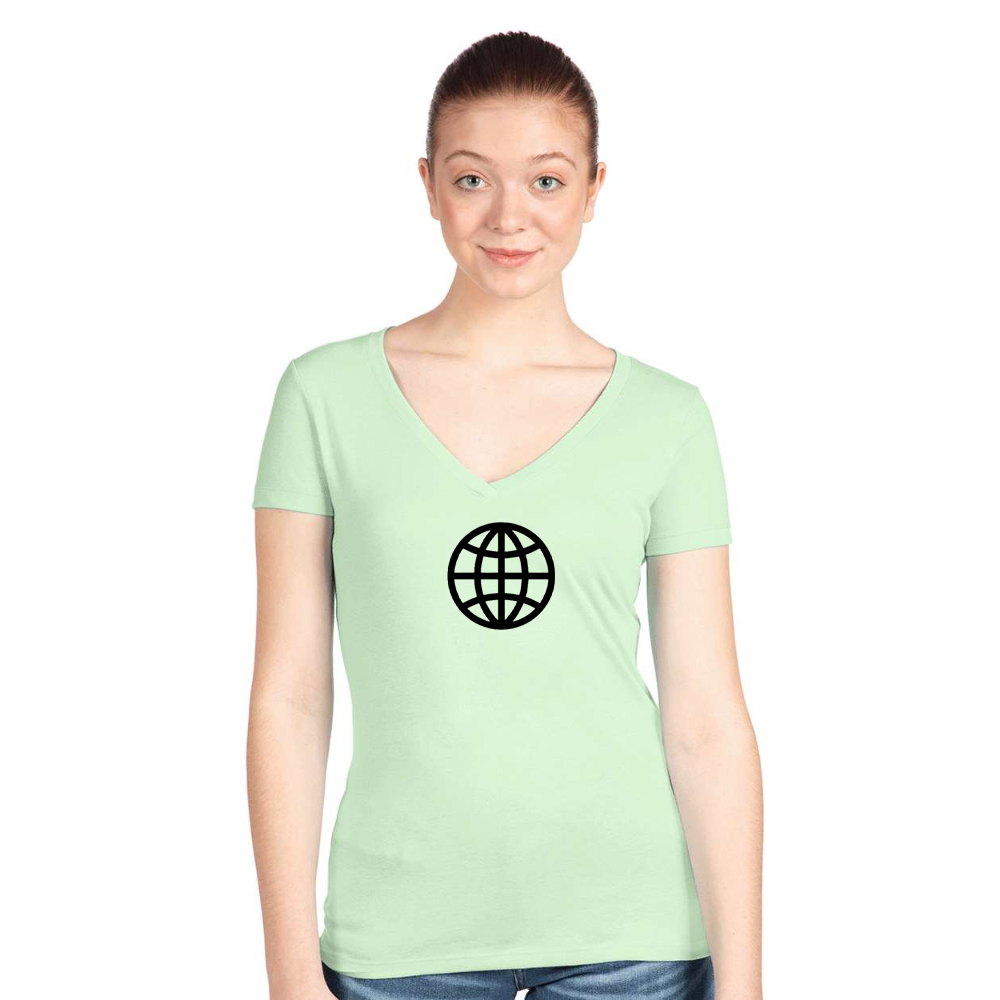 Women's Internet Globe  Next Level V-Neck T-Shirt