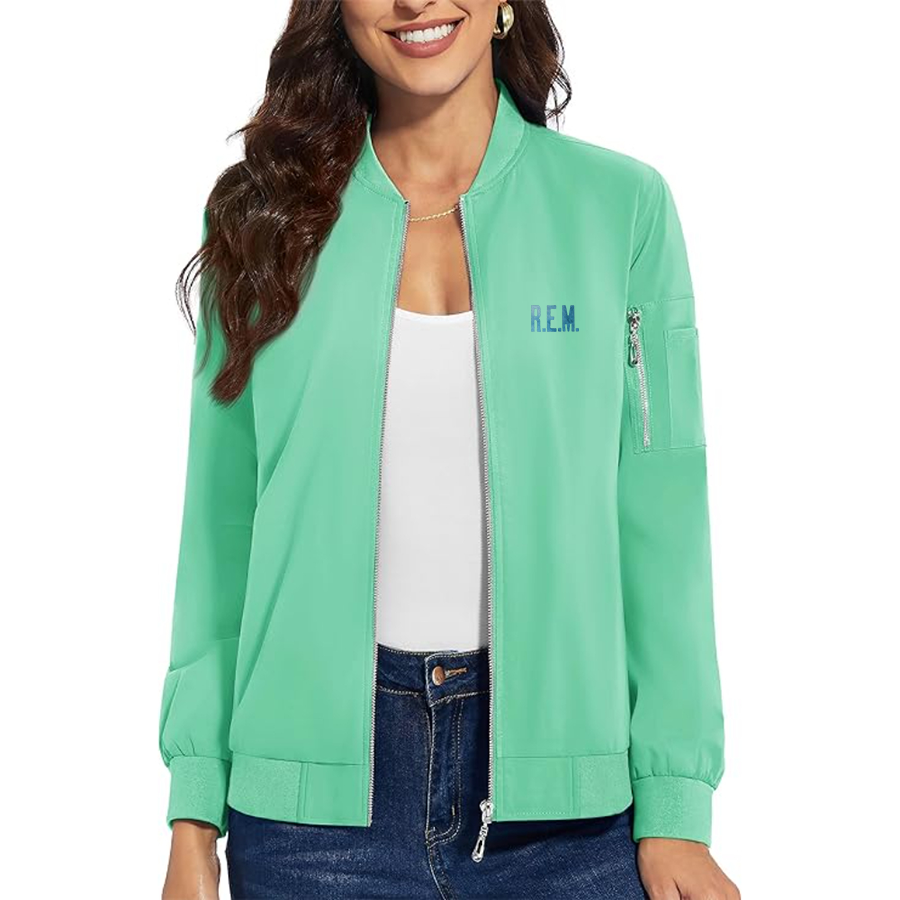 Women's R.E.M. Blue  Premium Bomber Jacket with Polished Detailing and Functional Sleeve Pocket Modern Luxury Outerwear
