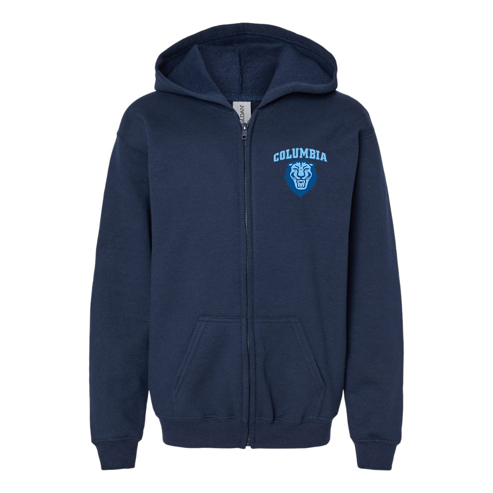 Youth Columbia Lions  Gildan Heavy Blend Full Zip Hooded Sweatshirt