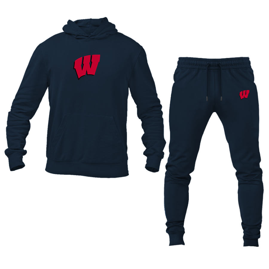 Men's Wisconsin Badgers Logo Hoodie Joggers Set