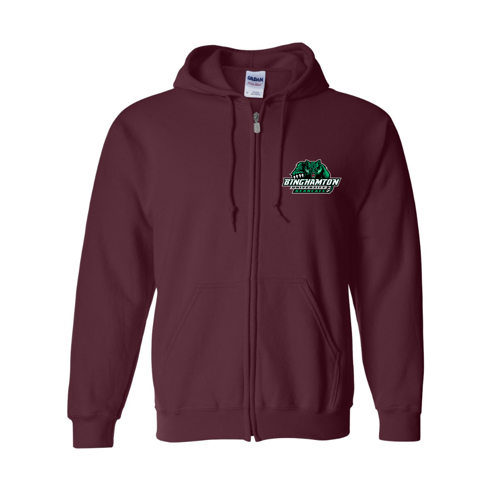 Men's Binghamton Bearcats Gildan  Heavy Blend Full Zip Hooded Sweatshirt