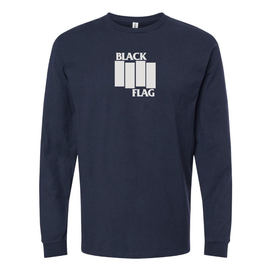 Men's Black Flag Logo Cotton Long Sleeve T-Shirt