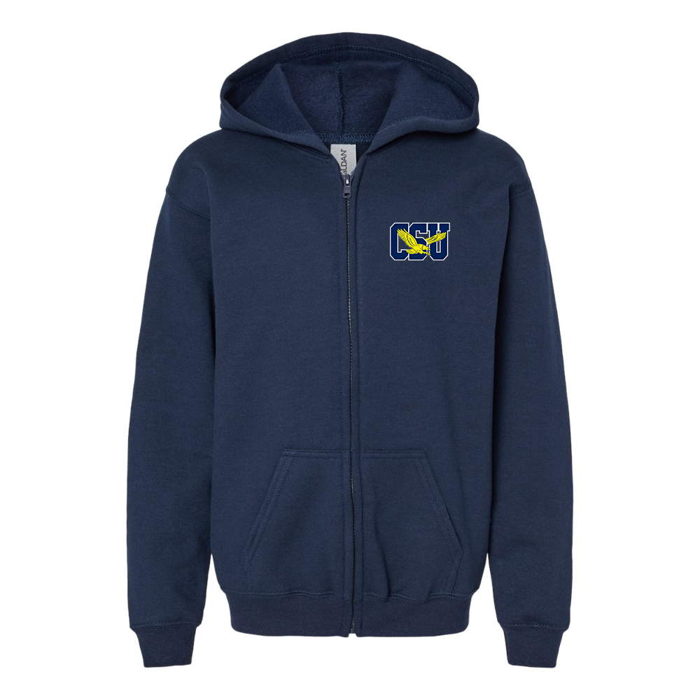 Youth Coppin State Eagles  Gildan Heavy Blend Full Zip Hooded Sweatshirt