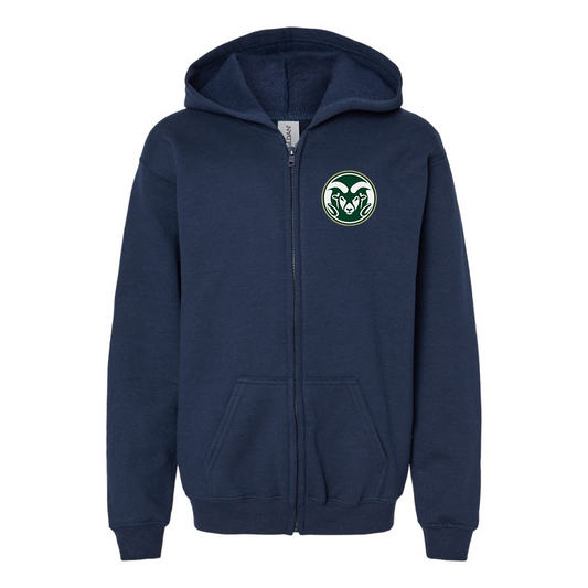 Youth  Colorado State Rams Gildan Heavy Blend Full Zip Hooded Sweatshirt